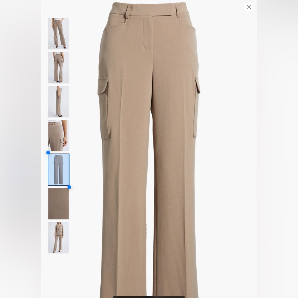 Tahari ASL Khaki Straight-Leg Cargo Pants